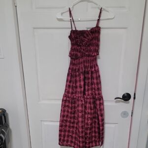 Bought From Korea Limited Edition Elegant Checkered Forals Flowers Sexy Dress